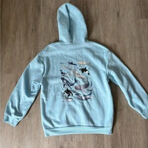 SHEIN Light Blue Hoodie with Marine Life Print